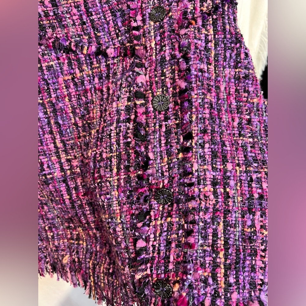 💜💜ZARA PURPLE MULTI METALLIC TEXTURED WEAVE TWEED SKIRT-💜💜NWT - Picture 9 of 16